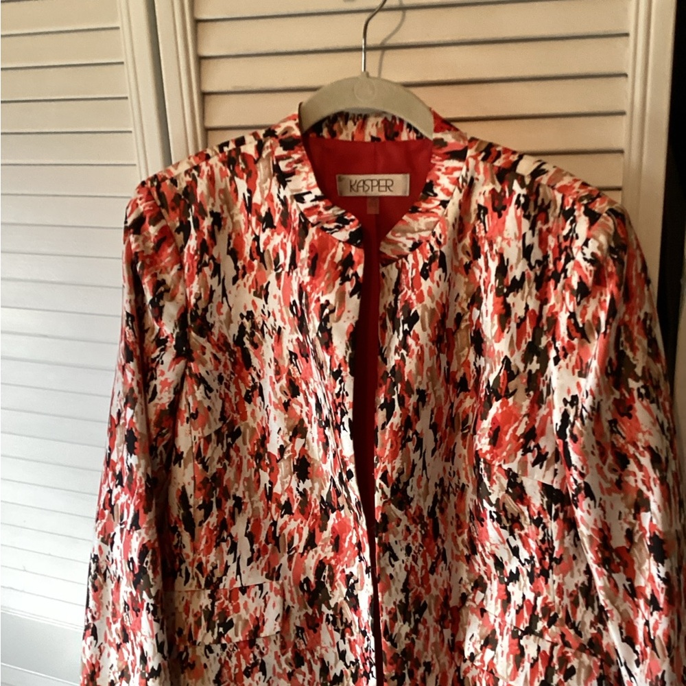 Vintage Kasper ladies open front bold color blazer, size 14